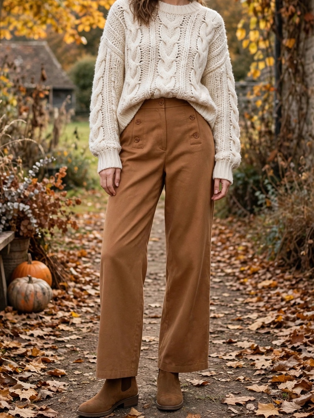Happily Grey High-Rise Wide Leg Pants in Camel - Medium (6-8)